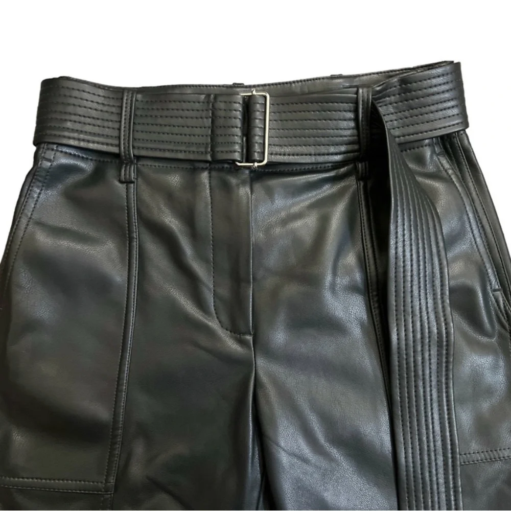 REBECCA TAYLOR Faux Leather High Rise Straight Leg Pants - Picture 6 of 11